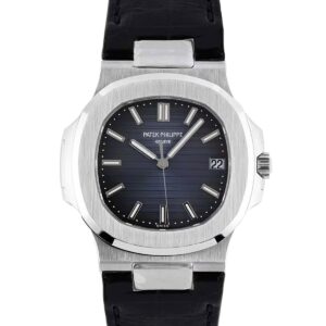 Nautilus Jumbo 5711 Blue Dial in Steel with Black Leather Strap