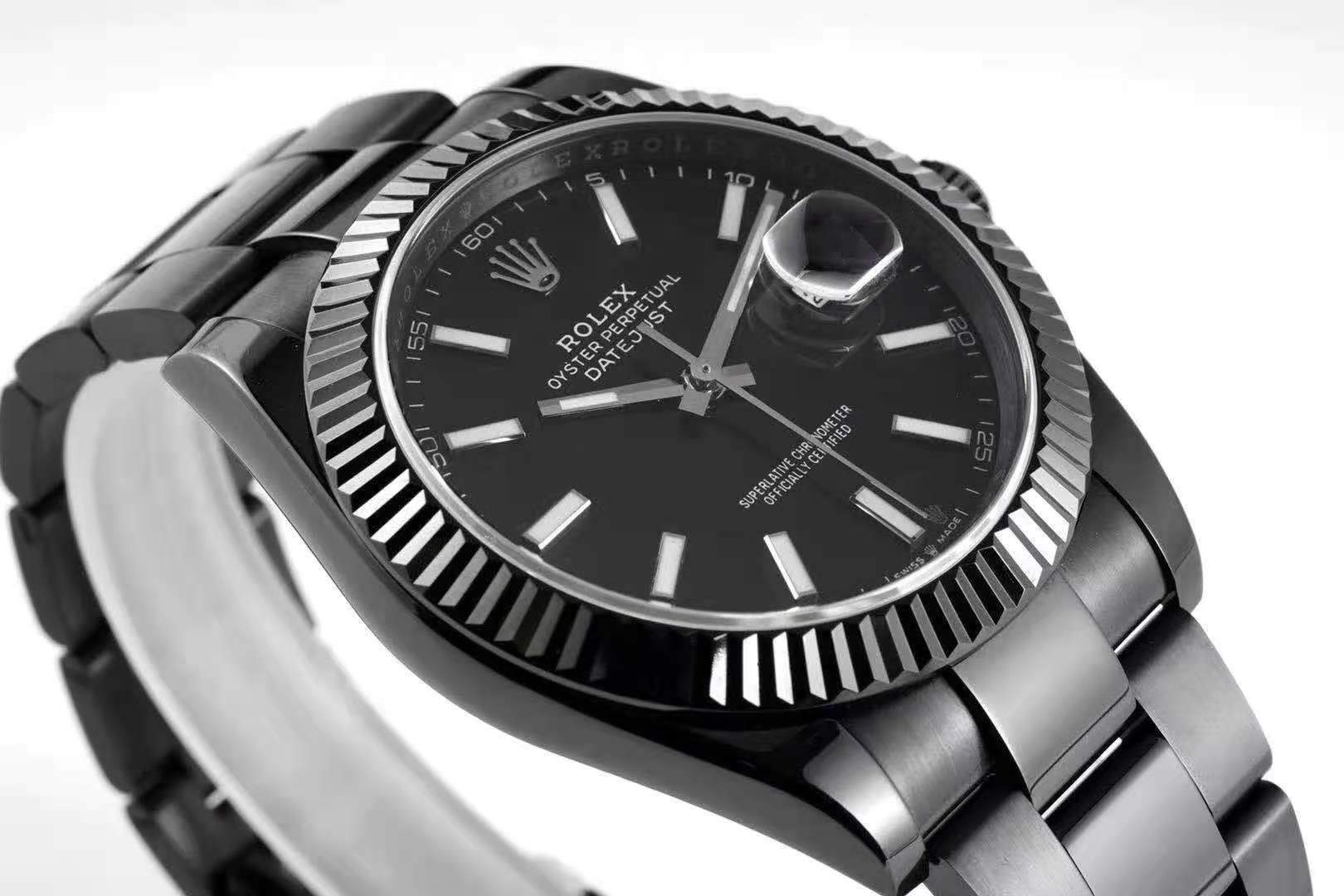 Datejust 41 Black Dial with Stick Markers in PVD Black - Image 4