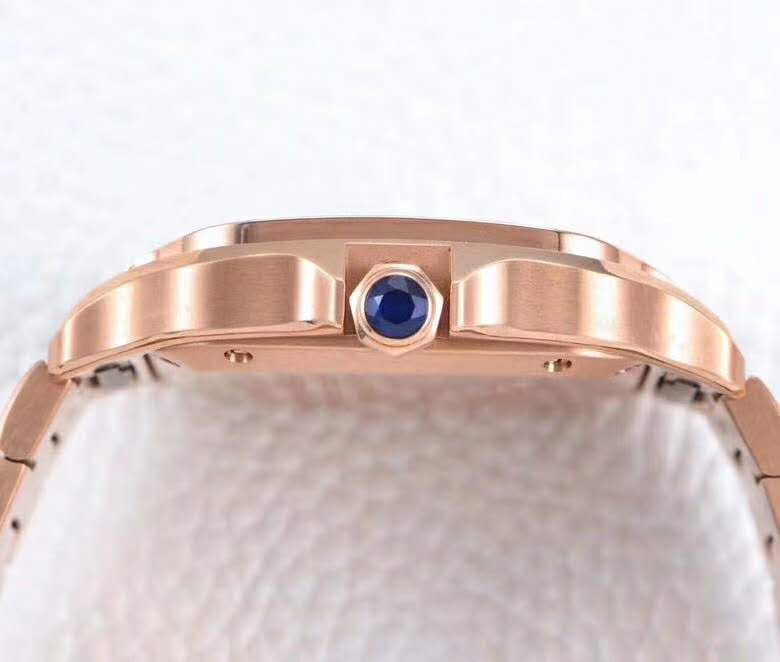Santos de Cartier White Dial with Diamond Bezel in Rose Gold - Image 9