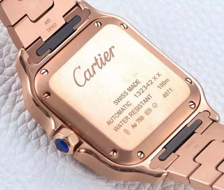 Santos de Cartier White Dial with Diamond Bezel in Rose Gold - Image 5