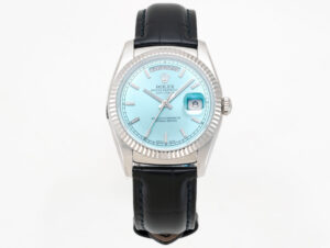 Day-Date 40 Ice Blue Dial in White Gold on Leather Strap