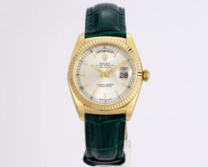 Day-Date 40 Green Dial in Yellow Gold on Leather Strap